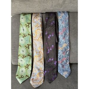 XMI Platinum Floral Print 100% Silk Pre Owned Made‎ In USA X 4